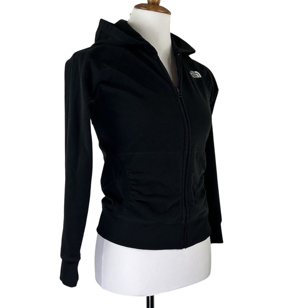 The North Face Full Zip Up Black Fleece Hoodie‎ Jacket With Pockets Girl's Large